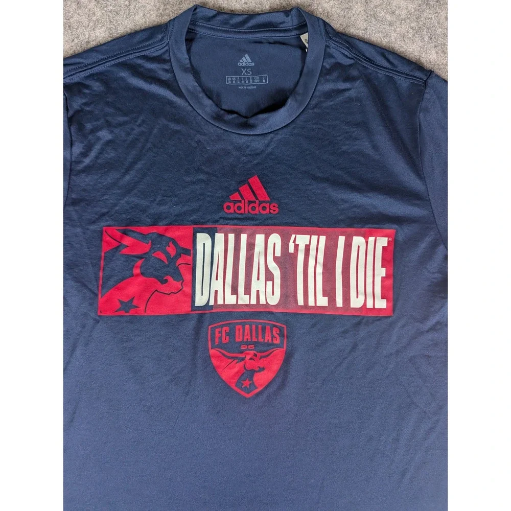 Adidas FC Dallas MLS Long Sleeve Training Shirt Navy Blue Dallas Til I Die‎ XS